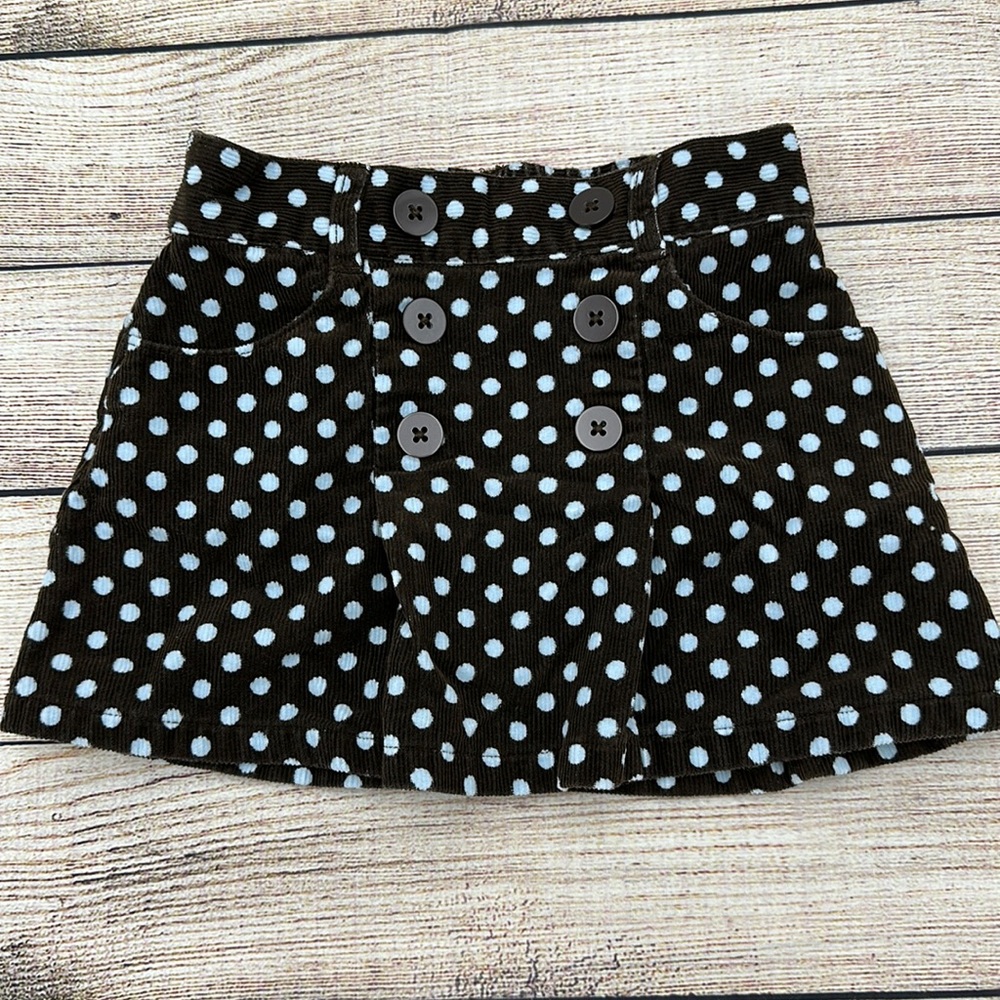 Girls Brown Corduroy and Blue Polka Dot Skirt Size 2T